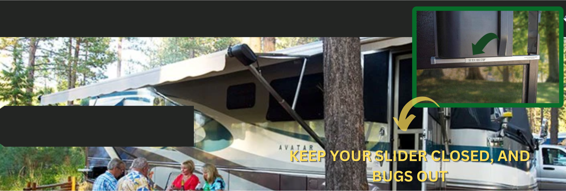 Spring Loaded Rv R.V. Bug Stop keeps the slider on the R.V. SCREEN DOOR CLOSED – RV Bug Stop
